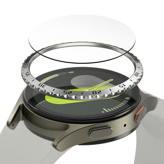 Ringke Styling Beschermingsframe voor Samsung Galaxy Watch7 44mm, Model 5, Zilverkleurig