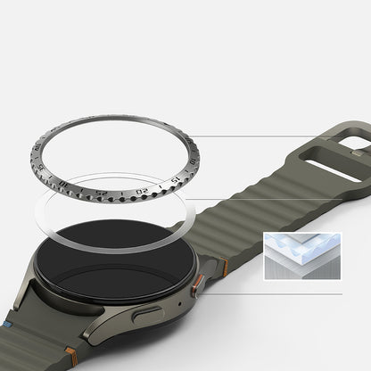 Ringke Styling Beschermingsframe voor Samsung Galaxy Watch7 44mm, Model 5, Zilverkleurig