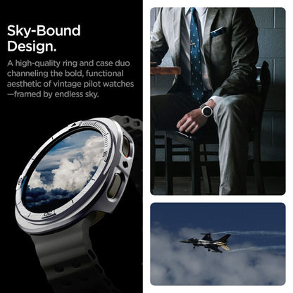 Spigen Tune Pro Pilot Beschermingsframe voor Samsung Galaxy Watch8 44mm, Zilver