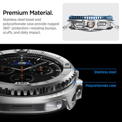 Cadre de protection Spigen Tune Pro Pilot pour Samsung Galaxy Watch8 Classic, Argenté ACS10017