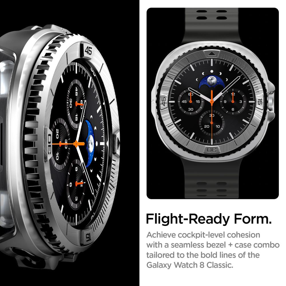 Cadre de protection Spigen Tune Pro Pilot pour Samsung Galaxy Watch8 Classic, Argenté ACS10017