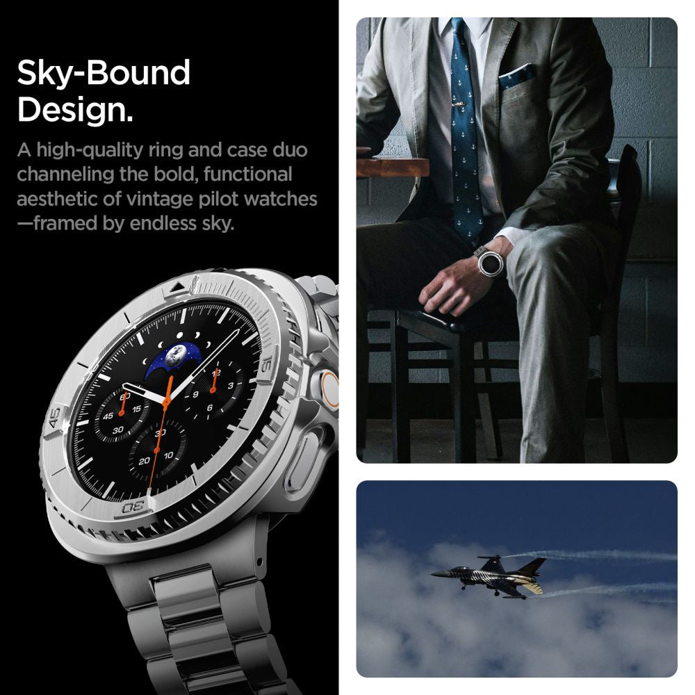 Cadre de protection Spigen Tune Pro Pilot pour Samsung Galaxy Watch8 Classic, Argenté ACS10017