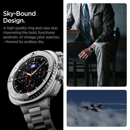 Cadre de protection Spigen Tune Pro Pilot pour Samsung Galaxy Watch8 Classic, Argenté ACS10017