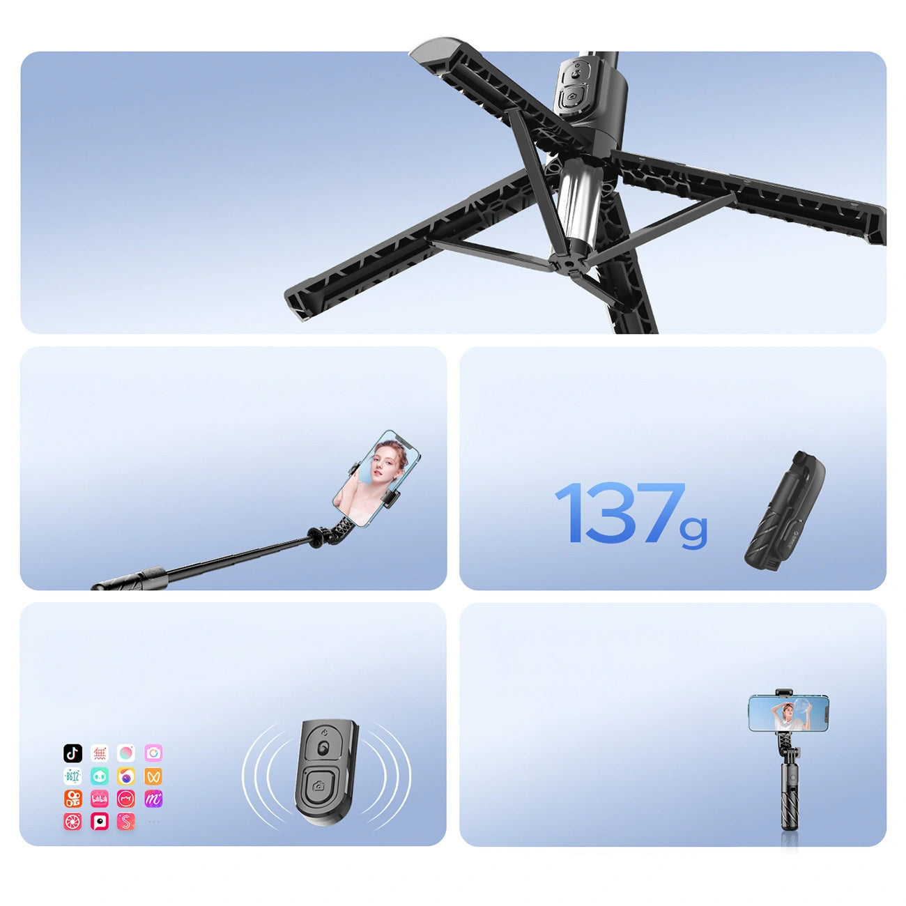 Selfie-Stick Bluetooth Orico SPV100, Universal, Schwarz
