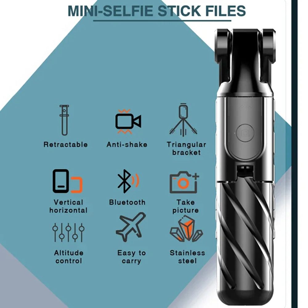 Selfie Stick Bluetooth Techsuit K03, Universeel, Zwart