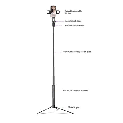 Selfie Stick Bluetooth Techsuit K30S, Universeel, Zwart