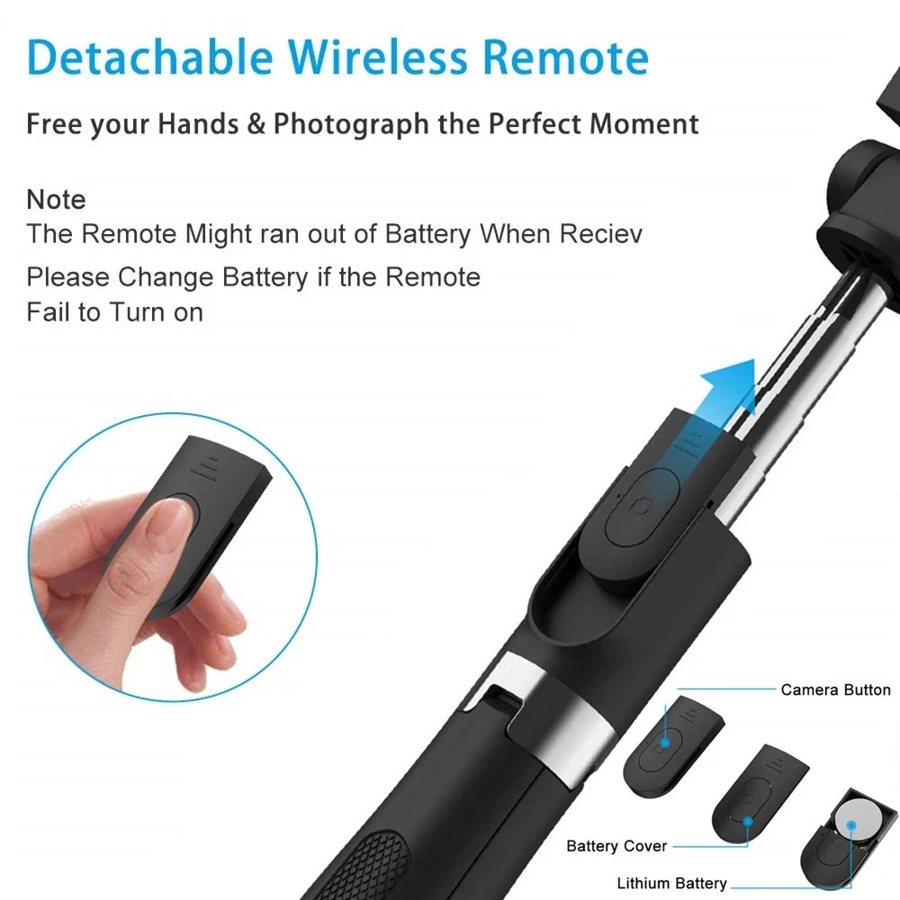 Selfie Stick Bluetooth Techsuit L01, Universeel, Zwart
