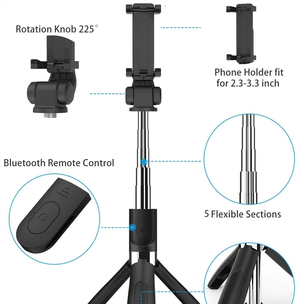 Selfie Stick Bluetooth Techsuit L01, Universeel, Zwart