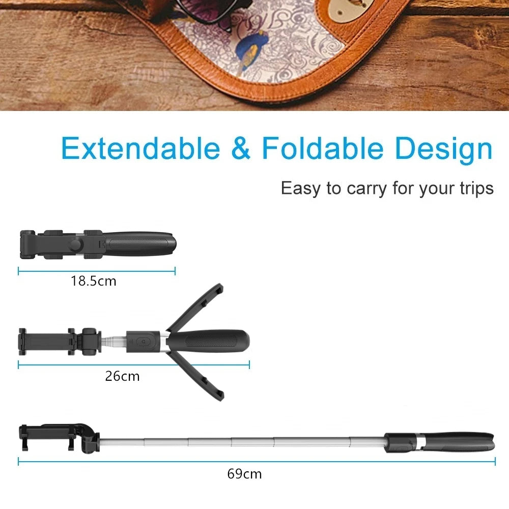 Selfie Stick Bluetooth Techsuit L01, Universeel, Zwart