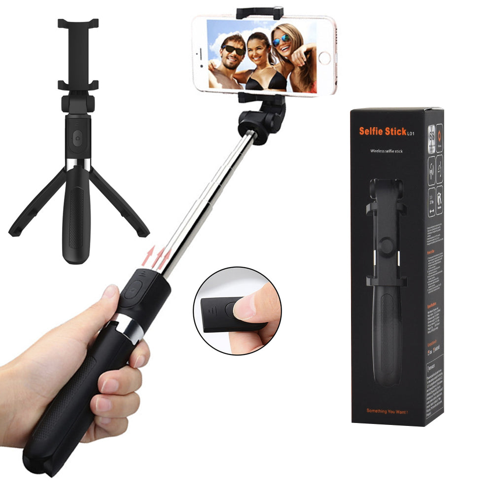 Selfie Stick Bluetooth Techsuit L01s, Universal, Schwarz