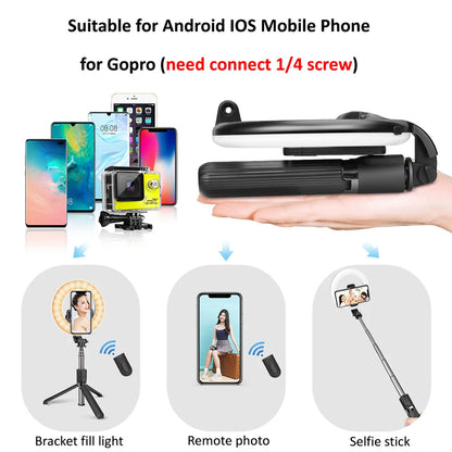 Selfie Stick Bluetooth Techsuit L07, Universeel, Zwart