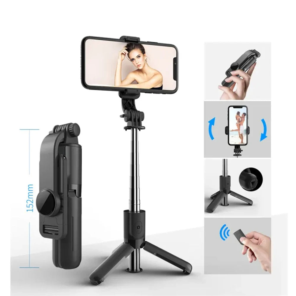 Selfie Stick Bluetooth Techsuit L11, Universeel, Zwart