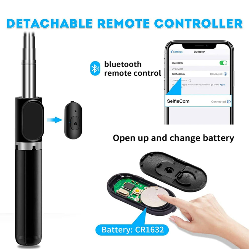 Perche à selfie Bluetooth Techsuit Q02, Universelle, Noire