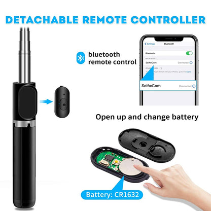 Perche à selfie Bluetooth Techsuit Q02, Universelle, Noire