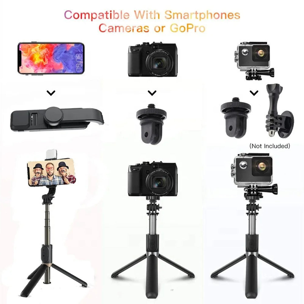 Selfie Stick Bluetooth Techsuit Q03s, Universal, Schwarz