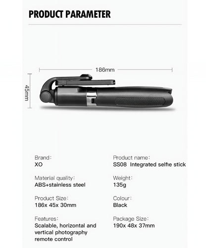 Perche à selfie Bluetooth XO Design SS08, Universelle, Noire