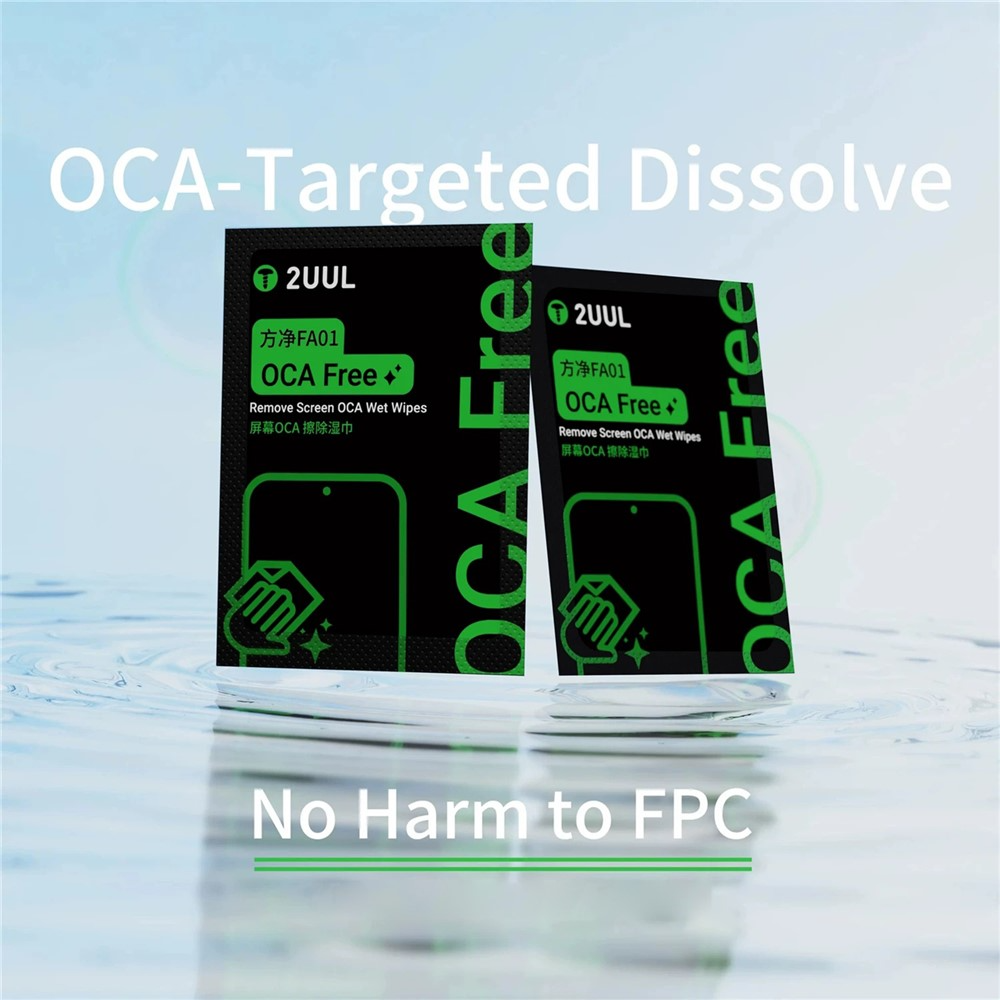 Feuchte Reinigungstücher 2UUL FA01 zur Entfernung von OCA / LOCA Klebstoff, Set mit 50 Stück