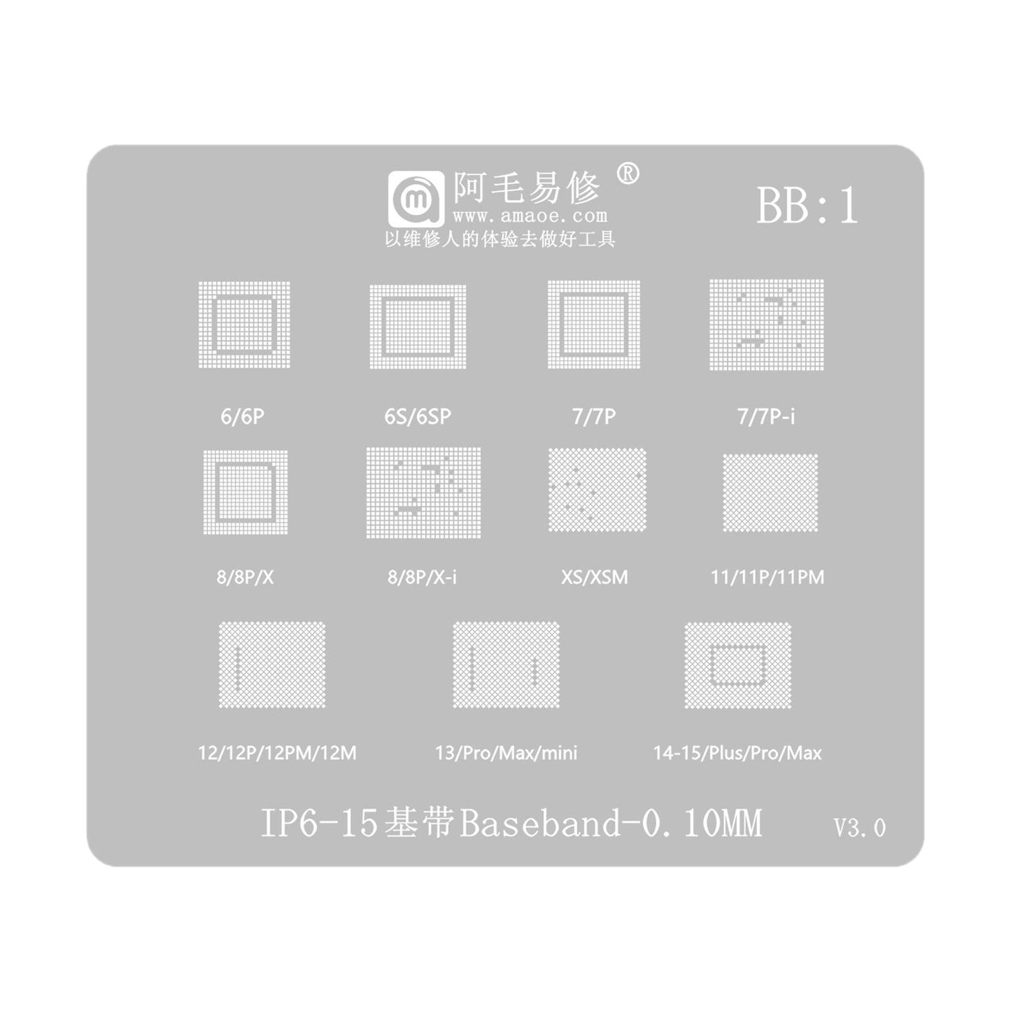 BGA-Schablone Amaoe für Apple iPhone 6 - 15 Serie, CPU / Baseband / IC