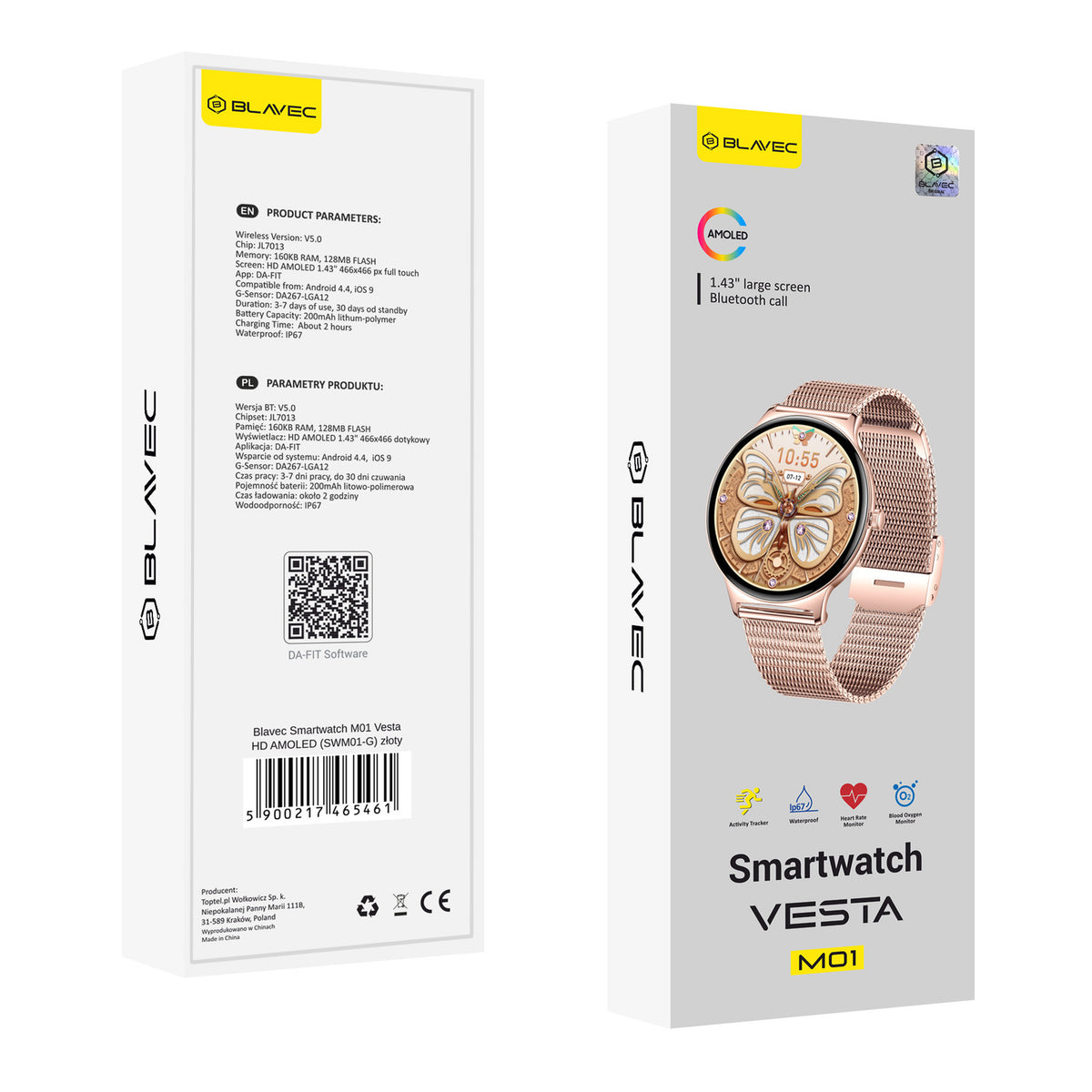 Smartwatch Blavec M01 Vesta Call, Roségold