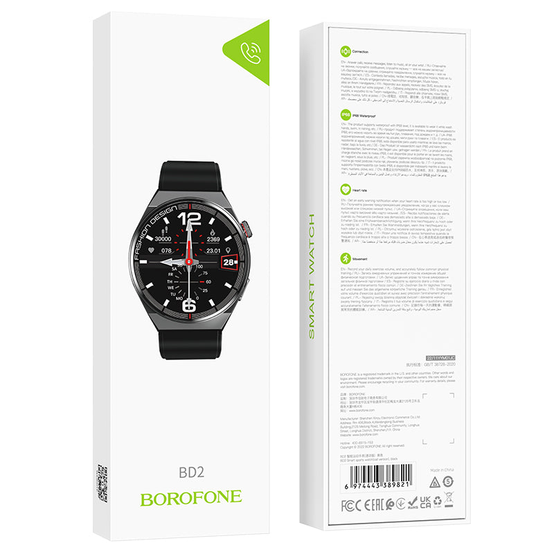 Borofone BD2 smartwatch, zwart 