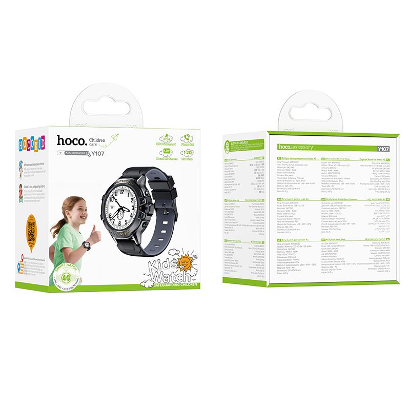 Smartwatch HOCO Y107 Kids Call, Zwart