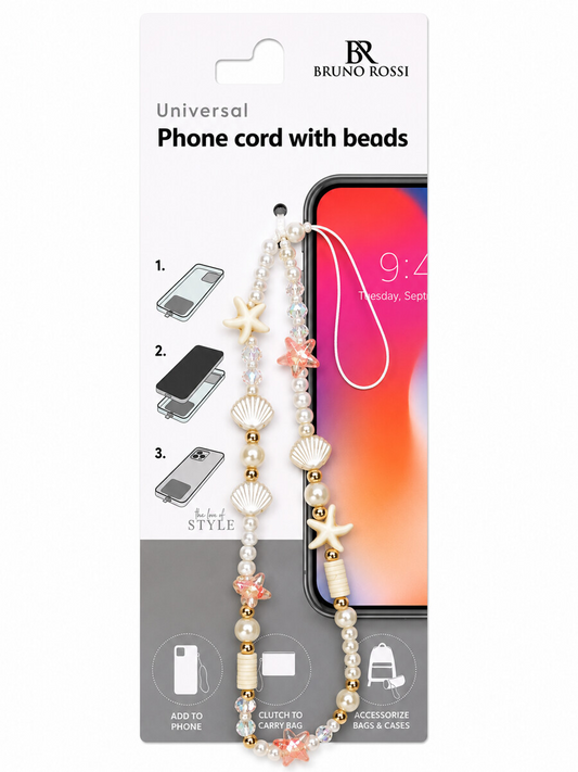 Telefoonkoord met kralen Bruno Rossi BT-13, multicolor