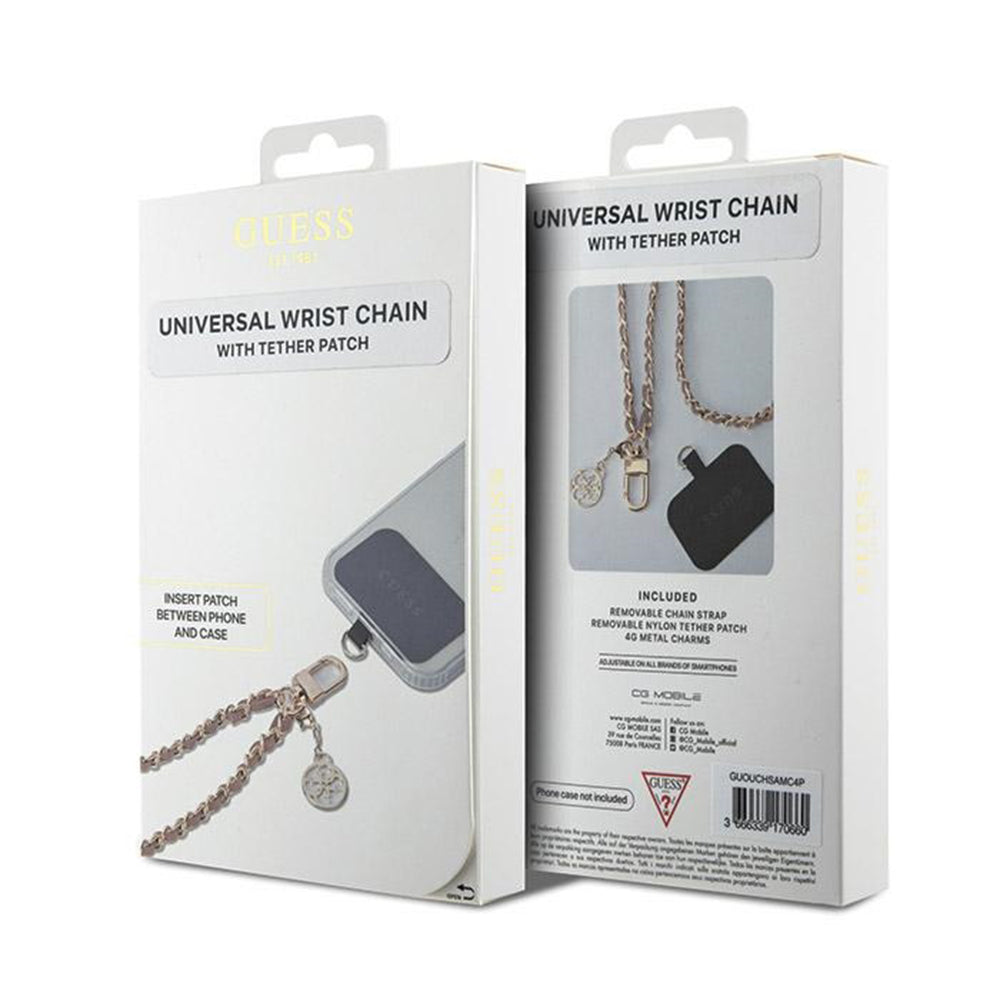 Guess Saffiano 4G Charm Telefoonkoord, Zwart