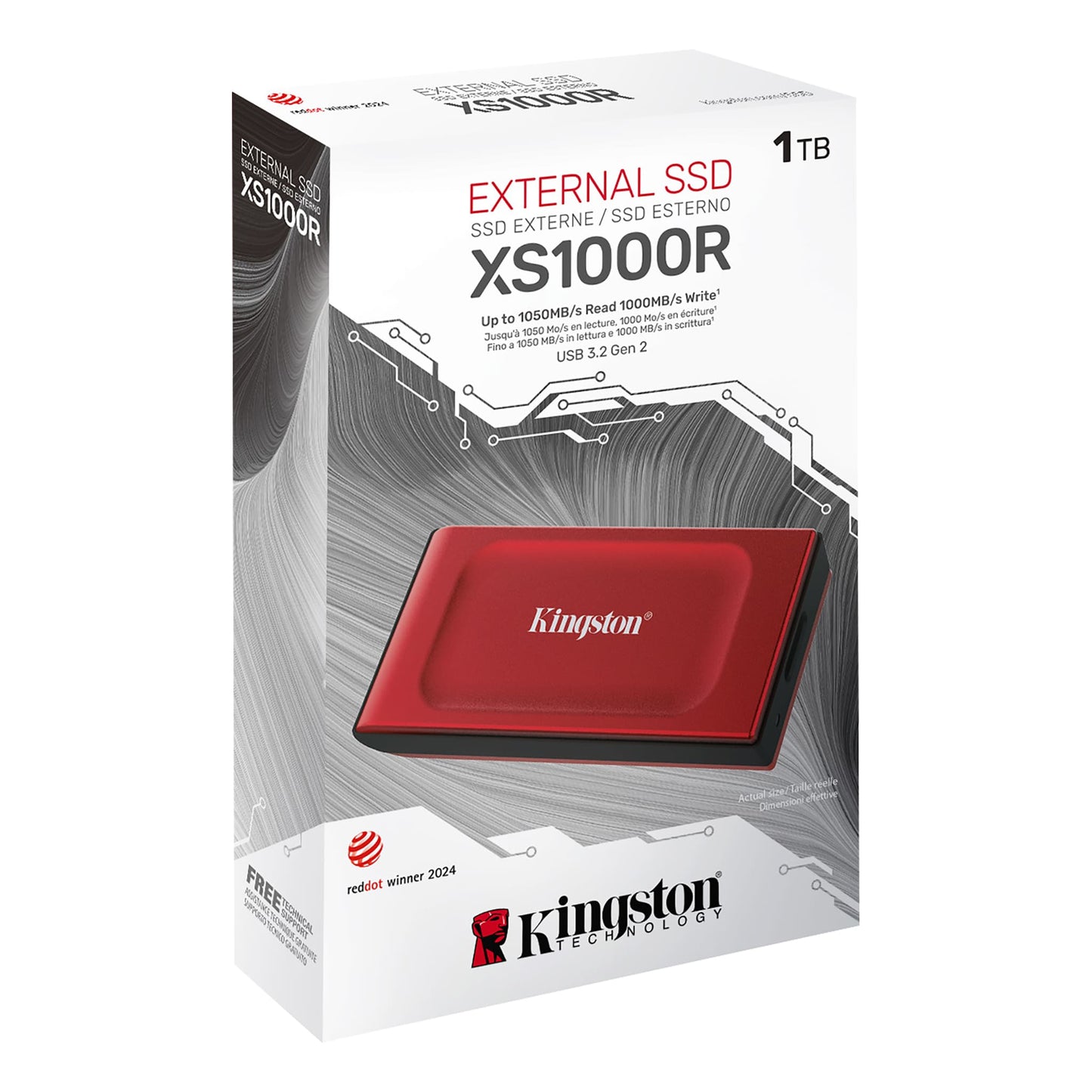 Solid State Drive (SSD Externe) Kingston XS1000, 1TB, Rouge SXS1000R/1000G