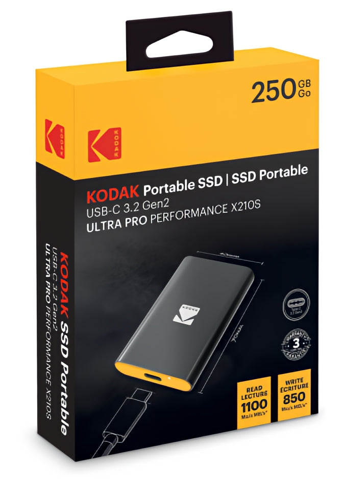 Solid State Drive (Externe SSD) Kodak X210S, 250GB, Schwarz EKSSD250GX210SK