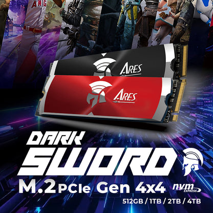 Solid State Drive (SSD) Dato Ares Dark Sword, NVME 1.4, PCIE Gen4x4, 2TB, Rood ARSDSR-2TB