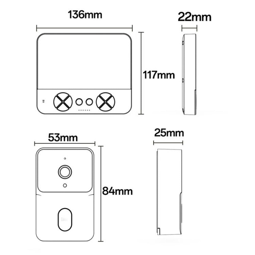 Yesido KM27 deurbel, Wi-Fi, 2K, Wit