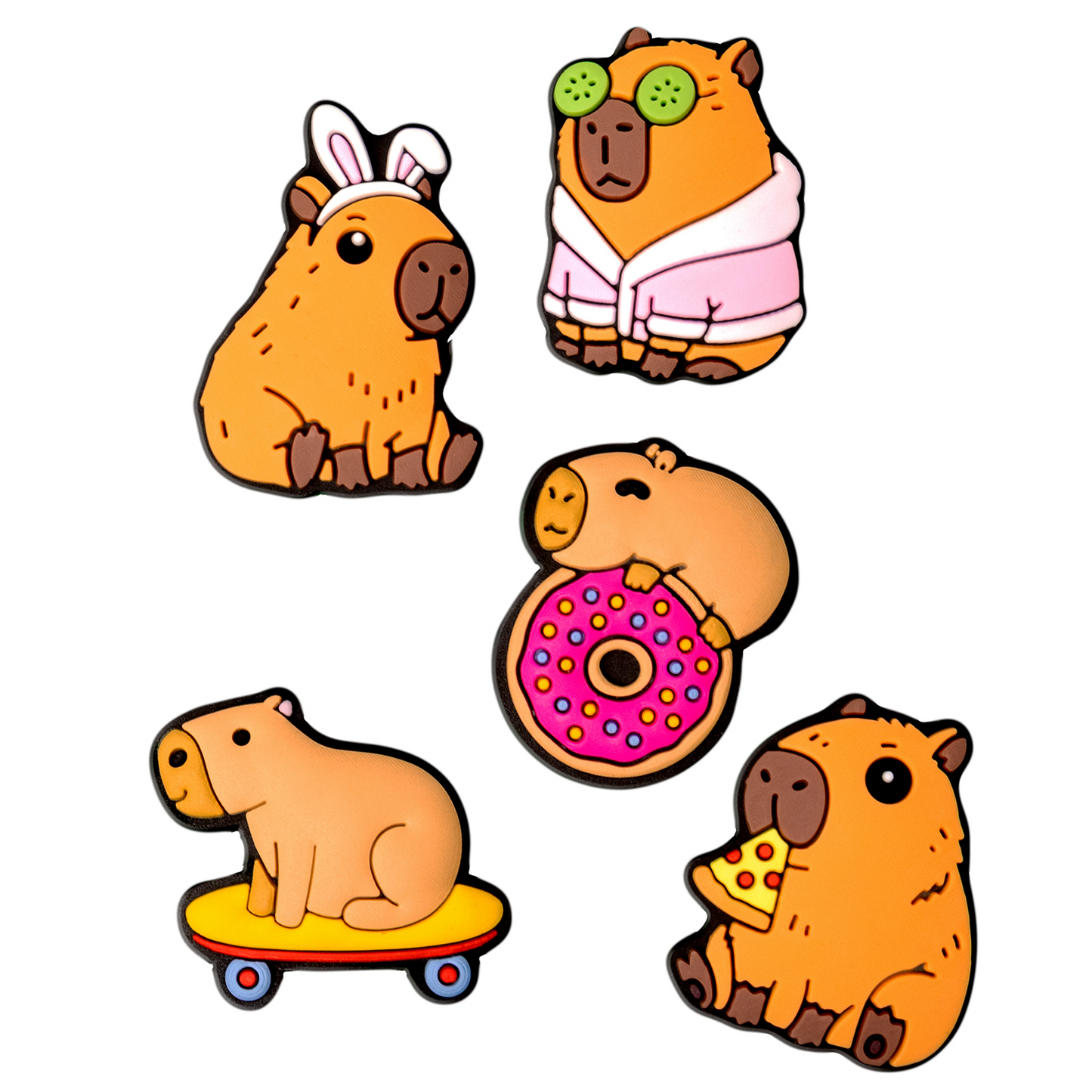 Sticker 3D OEM Capybara pour Coque de Téléphone / Tablette, Set de 5 pièces, Multicolore