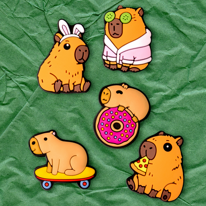 Sticker 3D OEM Capybara pour Coque de Téléphone / Tablette, Set de 5 pièces, Multicolore