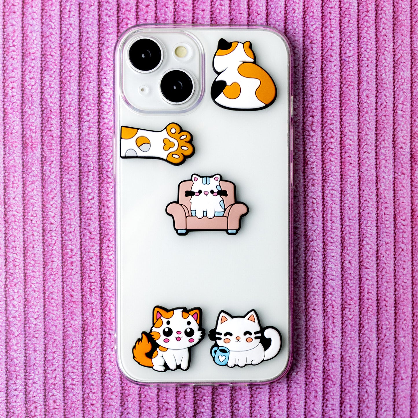 3D OEM Kat Sticker voor Telefoonhoes / Tablet, Set van 5 stuks, Multicolor