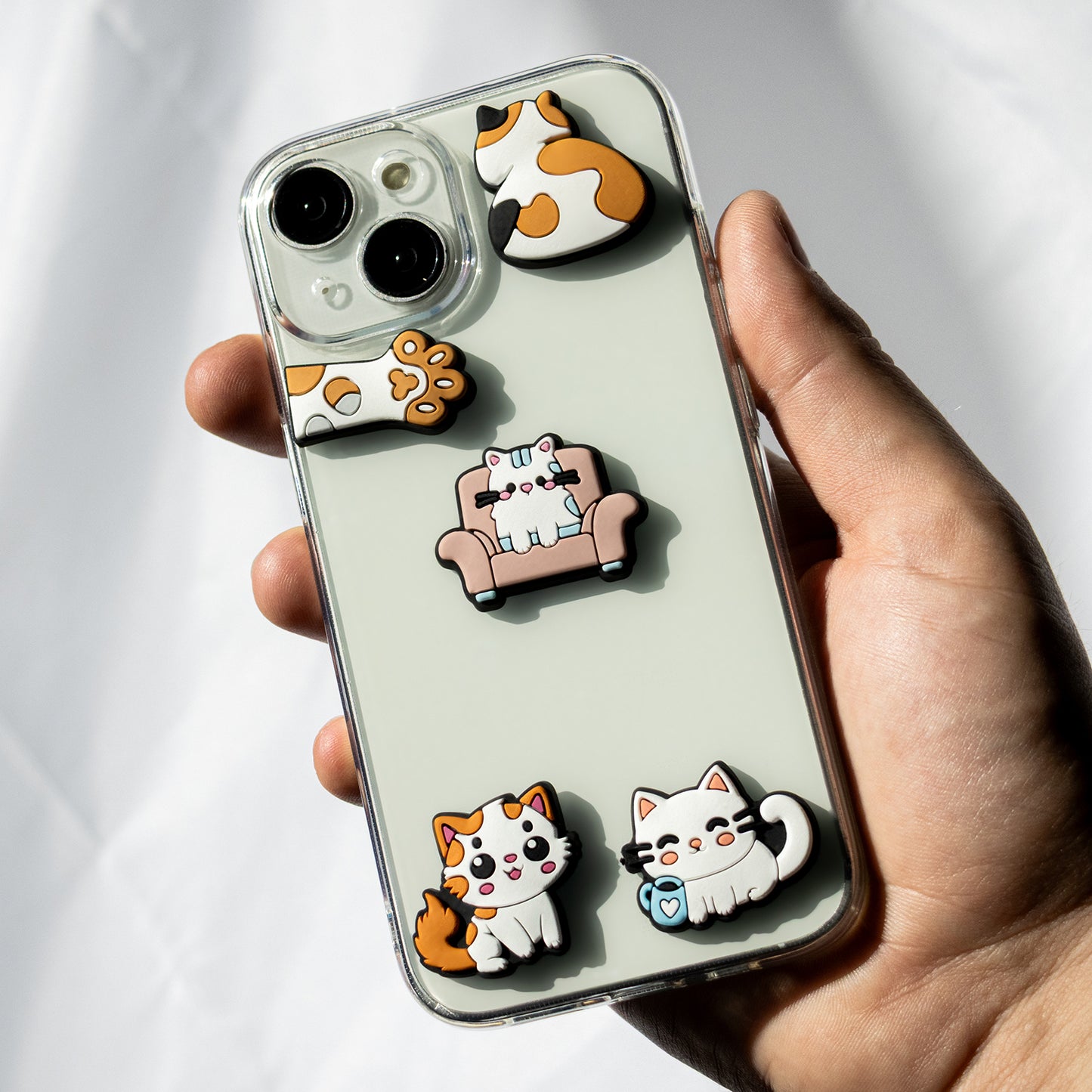 3D OEM Kat Sticker voor Telefoonhoes / Tablet, Set van 5 stuks, Multicolor