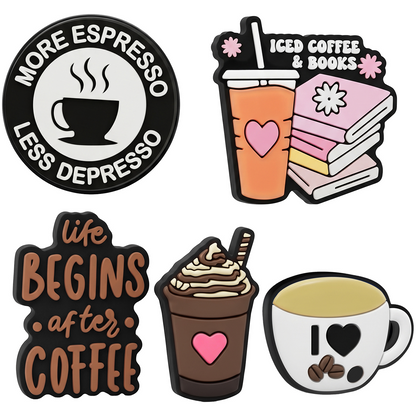 3D OEM Coffee Sticker for Phone / Tablet Case, Set of 5, Multicolor