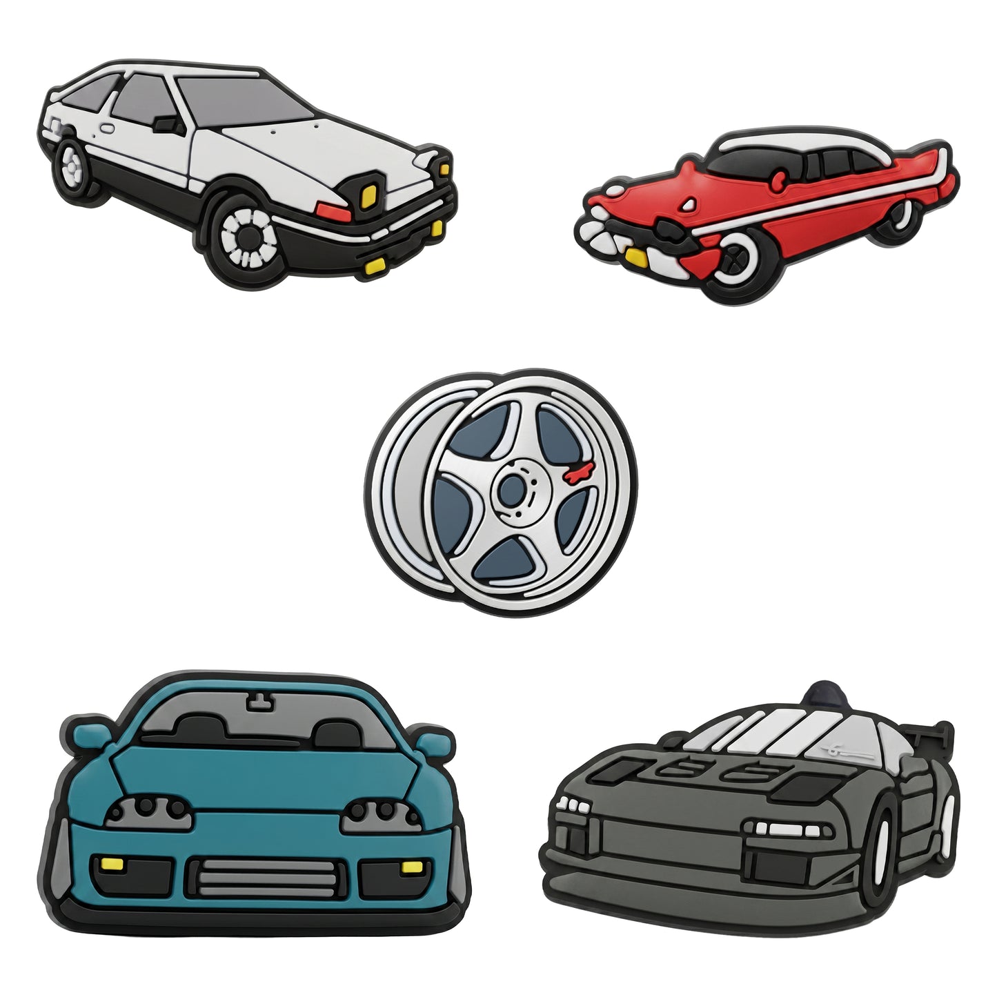 3D OEM Fast Cars Sticker voor Telefoonhoes / Tablet, Set van 5 stuks, Multicolor