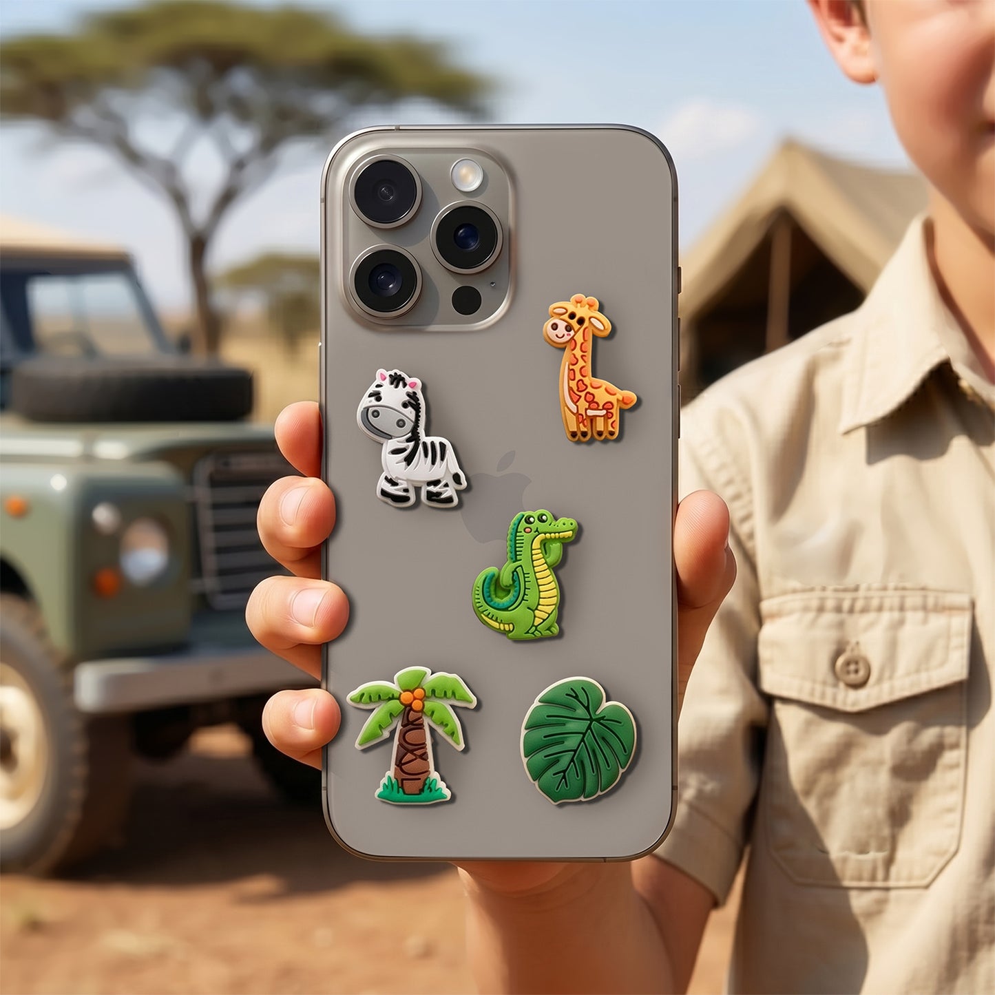 3D OEM Jungle Sticker voor Telefoonhoes / Tablet, Set van 5 stuks, Multicolor
