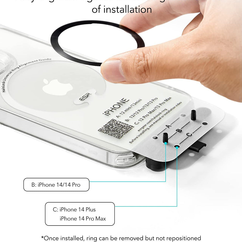 Metalen Sticker ESR HaloLock, Set van 2 stuks, Zwart Zilver