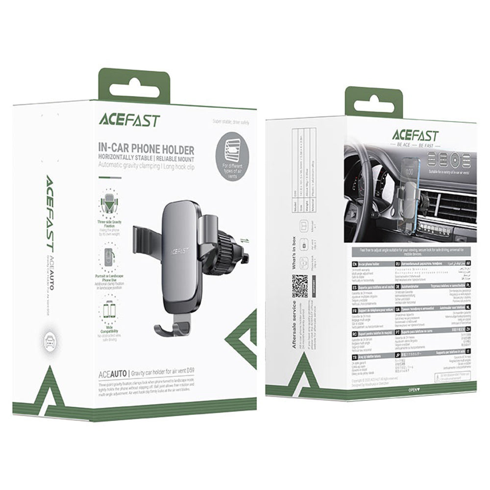 Support Auto Acefast D59, 4.7 pouces - 6.9 pouces, Gris