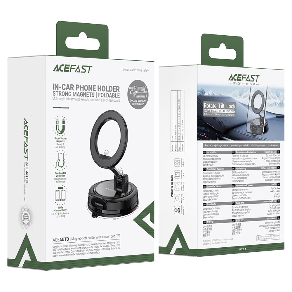 Acefast D70 Magnetische Auto Houder, 4.7inch - 6.9inch, Zwart