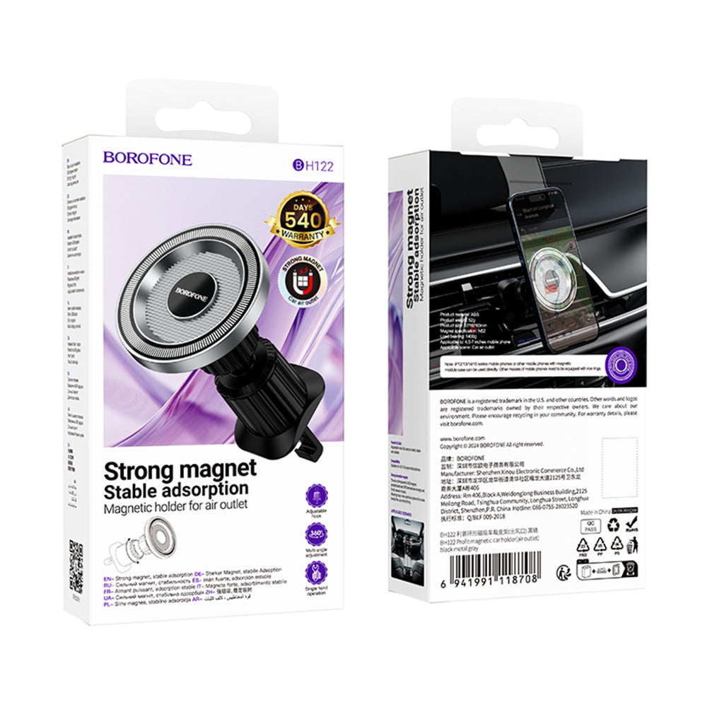 Magnetische Autohalterung Borofone BH122 Profit, 4,5 Zoll - 7 Zoll, Schwarz