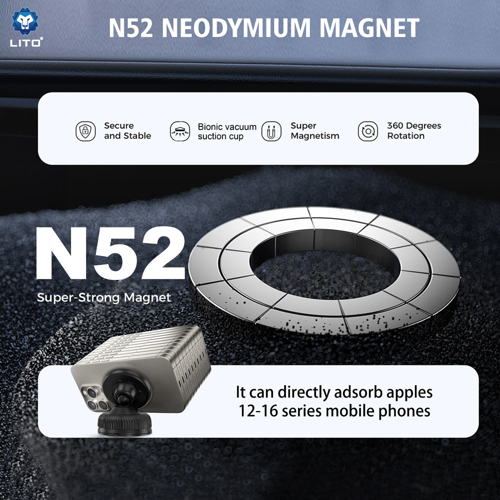 Support Auto Magnétique Lito LT-W12, Universel, Noir