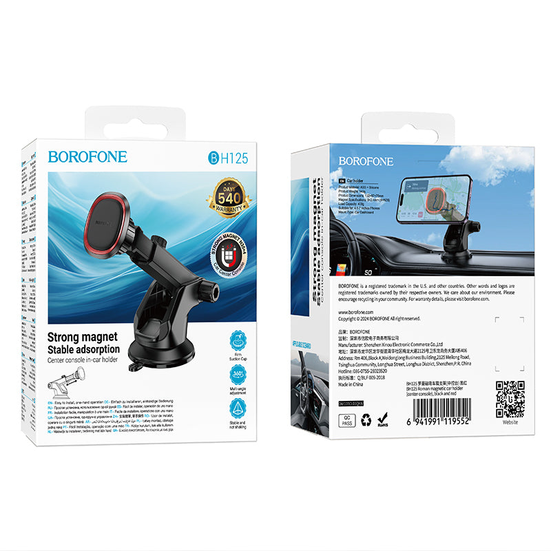 Support Auto Magnétique Borofone BH125 Roman, Universel, Noir