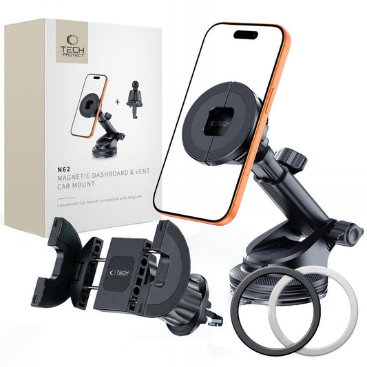 Support Auto Magnétique Tech-Protect N62 2en1, Universel, Noir