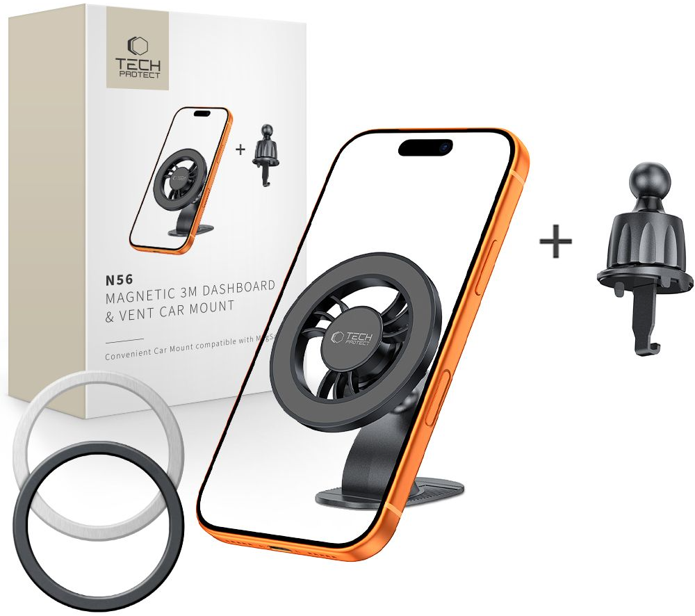 Magnetische Auto-Halterung Tech-Protect N56 2in1 II, Universal, Schwarz