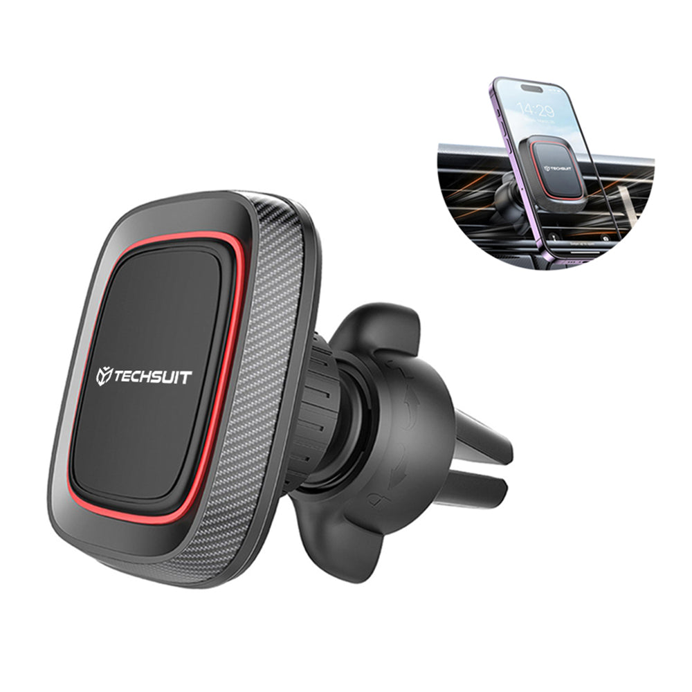 Support Auto Magnétique Techsuit S4, Universel, Noir Rouge