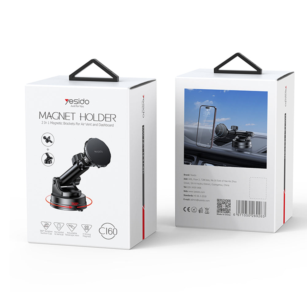 Magnetische Autohouder Yesido C160, Universeel, Zwart