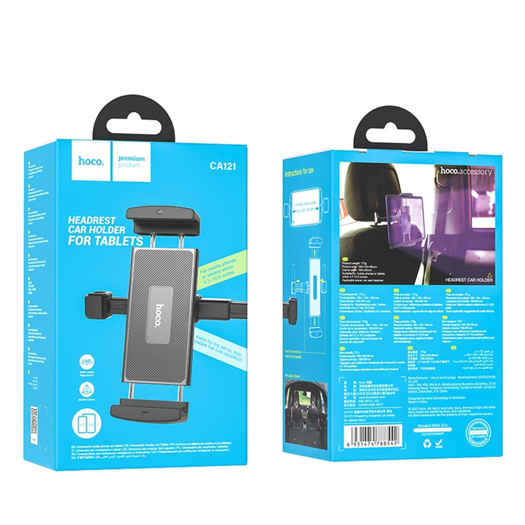 Support Auto Appui-tête HOCO CA121 pour Téléphone / Tablette, 4.7 pouces - 10.5 pouces, Noir