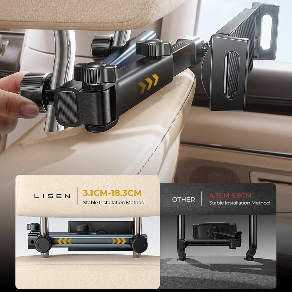 Auto-Kopfstützenhalter Lisen für Telefon / Tablet, 4,7 Zoll - 12,9 Zoll, Schwarz YL0423090004